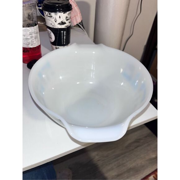 Vintage MCM Fire King Atomic Blue Heaven 10 inch bowl flawless - Picture 8 of 16